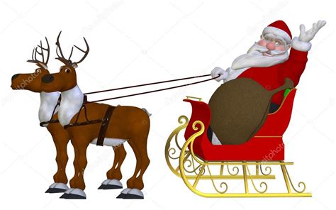 Santa Claus With Reindeers And Sleigh ⬇ Stock Photo Image By © Mentona