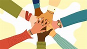 Hands of diverse group of people putting together. Concept of teamwork ...