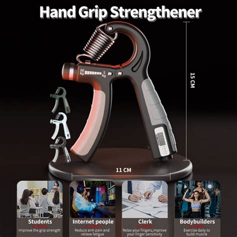 Hand Grip Exerciser 5 60kg R Shape Adjustable Countable Hand Gripper