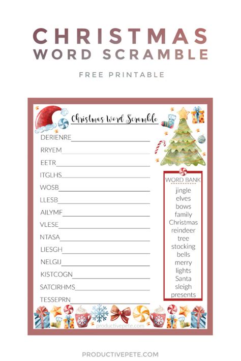 Free Printable Christmas Word Scramble Pdf For Kids