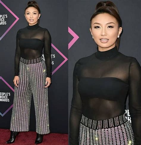 Jeannie Mai Sexy Black Sheer Illusion See Through Top With Matching