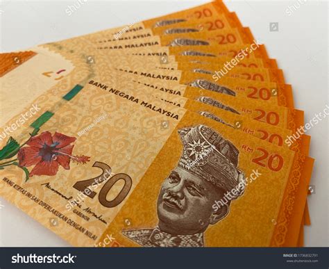 Malaysian Currency Rm20 Isolated On White Stock Photo 1736832791