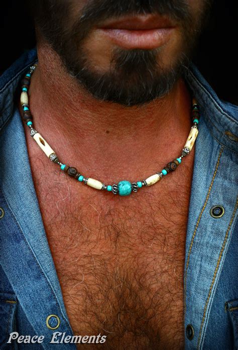 Bohemian Necklace For Men Mens Beaded Necklace Turquoise Necklace