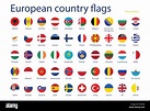 Ilustración vector conjunto de banderas de países europeos con nombres ...