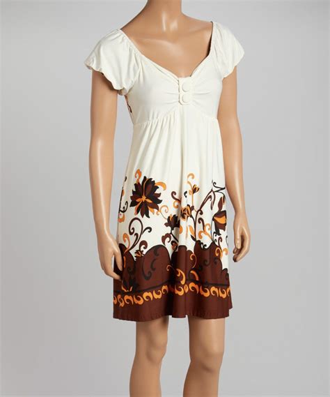Love This Orange Cream Floral Scoop Neck Dress By Aryeh On Zulily