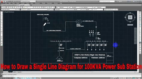 Draw A Single Line Diagram For 100kva Power Sub Stationauto Cad Youtube