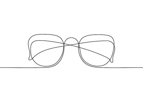Premium Vector Glasses One Black Single Continuous Line Art Drawing Sunglasses Outline Front