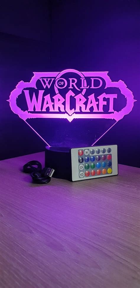 Lampe Led 3d Logo World Of Warcraft Pc Jeux