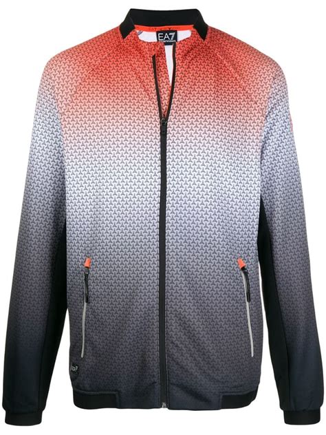 Ea7 Emporio Armani Gradient Effect Sports Jacket In Black Modesens