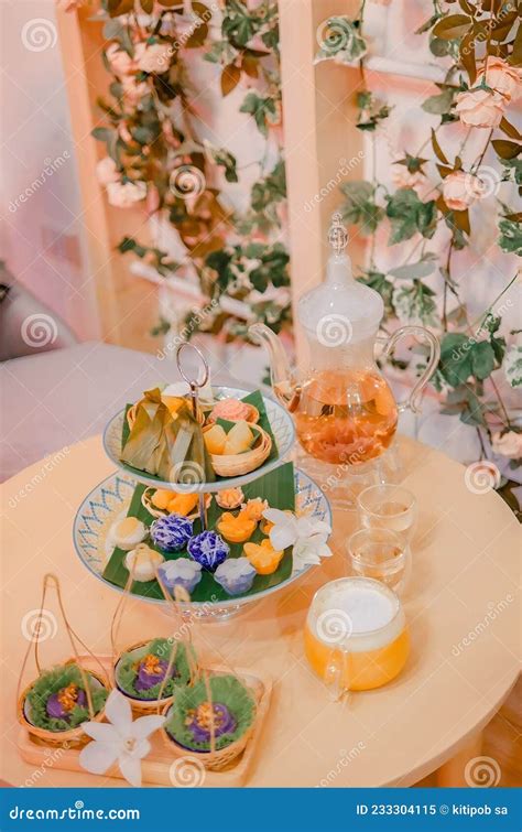 High Class Thai Dessert With Tea Set Stock Image Image Of Tableware Meal 233304115
