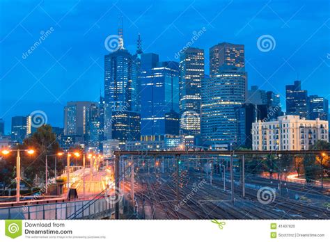 Train Lines Leading In To The Melbourne Cbd Stock Photo Image Of