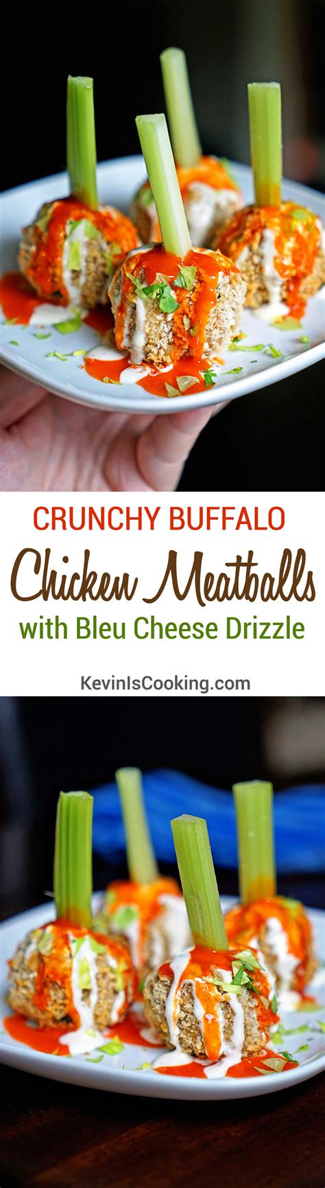 Crunchy Buffalo Chicken Meatballs With Bleu Cheese Drizzle And Hot