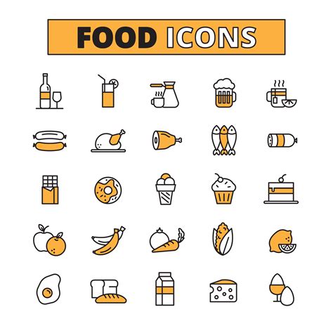 Food And Drink Line Icons Set 468628 Vector Art At Vecteezy