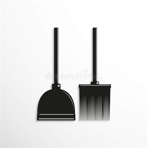 Broom And Dustpan Symbol Vector Icon Stock Vector Illustration Of