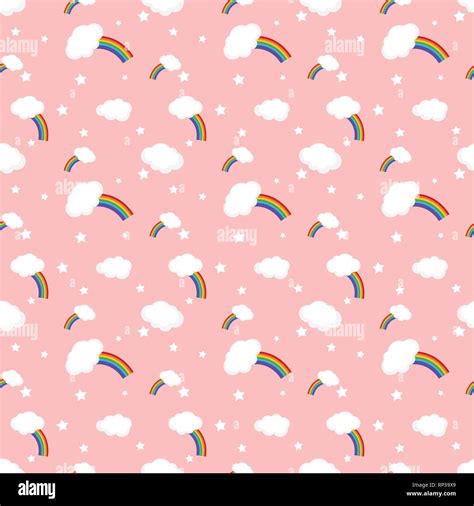 Vector Rainbow And Clouds Seamless Pattern Stock Vector Image Art Alamy