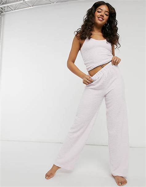 Asos Design Mix And Match Lounge Fluffy Trouser In Pink Asos