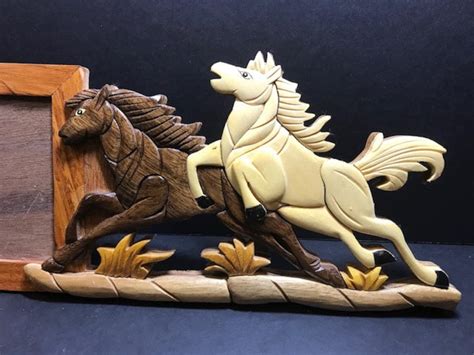 Beautifully Hand Crafted 3 Dimensional Intarsia Wood Art Horse Etsy