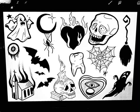 Aggregate More Than 65 Halloween Tattoo Flash Sheet Best Incdgdbentre