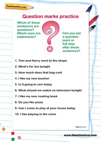 Question Marks Practice By Theschoolrun Teaching Resources Tes