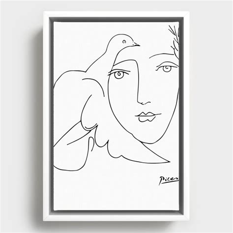 Pablo Picasso Peace Dove And Face T Shirt Sketch Artwork Framed