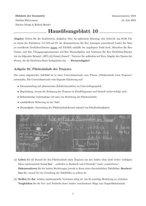 Haus Bung Sommersemester Didaktik Der Geometrie Sommersemester