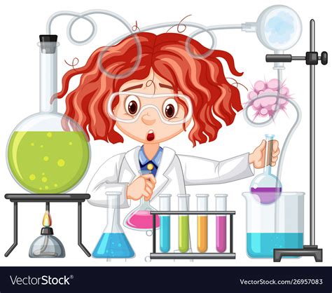 Scientist Doing Experiment In Science Lab Vector Image