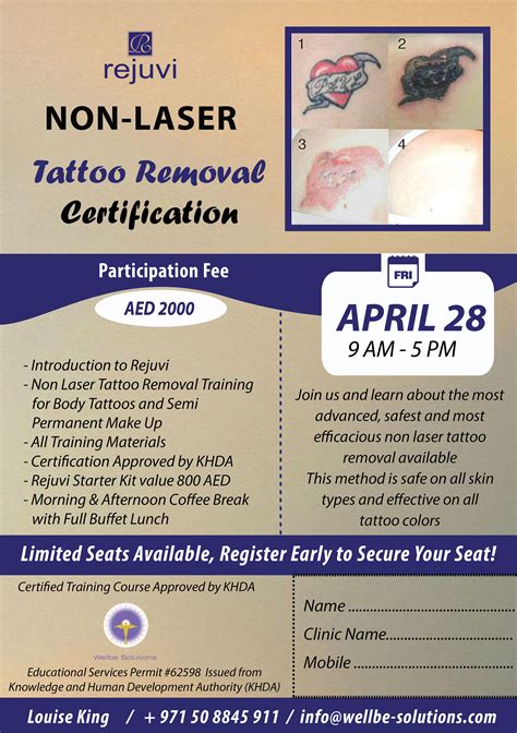 Tattoo Removal Non Laser Rejuvi Certified Training Course Approved