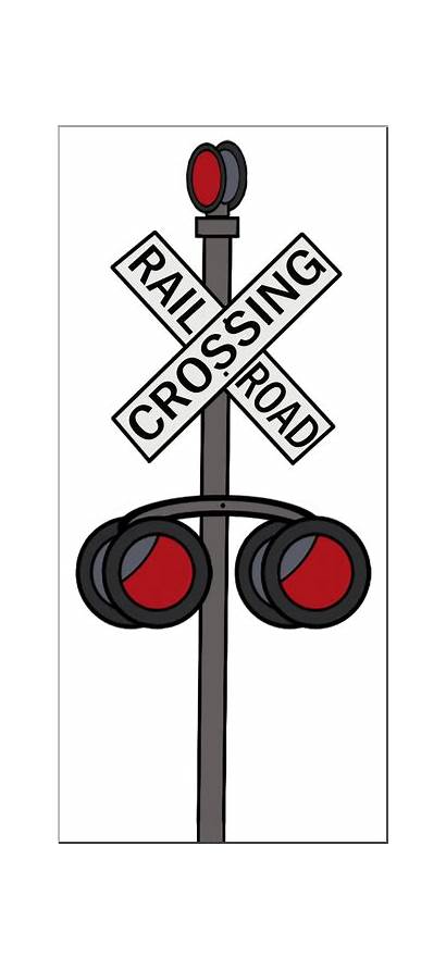 Crossing Railroad Sign Clip Clipart Railway Grayscale