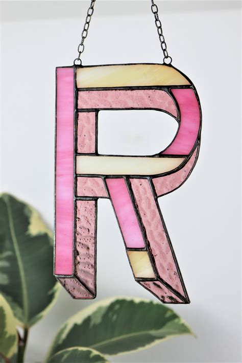 Stained Glass Letters For Home And Holiday Decor In Warm Pink Etsy