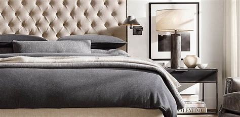 Adler Panel Diamond Tufted Fabric Bed Collection Rh Contemporary
