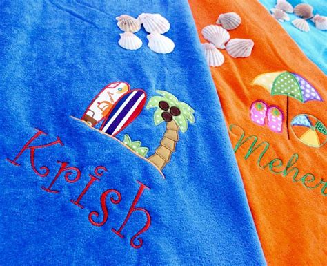 Beach Towels Embroidered Personalized Velour Bright Colors Etsy