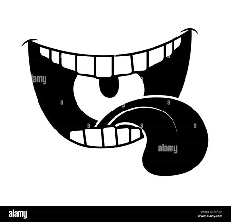 Cartoon Smile Mouth Lips With Teeth And Tongue Silhouette Vector
