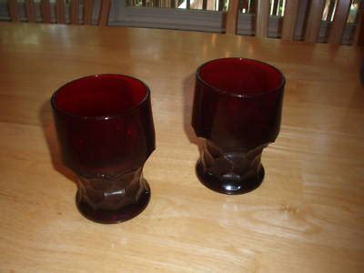 Depression Glass Ruby Royal Red Anchor Hocking Tumblers Antique
