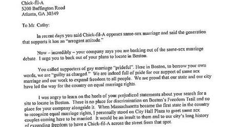 Letter From The Mayor Of Boston To The President Of Chick Fil Aletter From The Mayor Of Boston