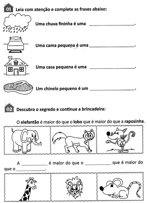 Escola Saber Atividades De Português Aumentativo E Diminutivo