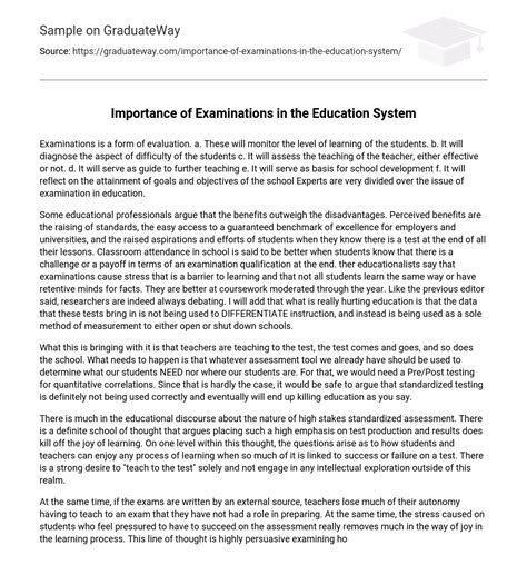 ⇉importance Of Examinations In The Education System Essay Example