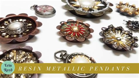 Metallic Resin Pendants Made From Scrapbook Supplies Youtube