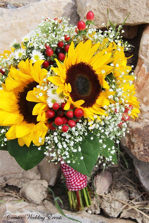Sunflower bouquet sunflower purple rose bridal bouquet | etsy. Picnic Wedding Theme. Yellow and red bouquet with yellow ...