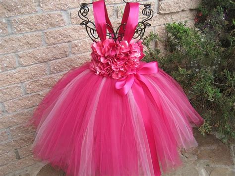 Hot Pink Flowers Pink Tutu Dress Flower Girl Gown