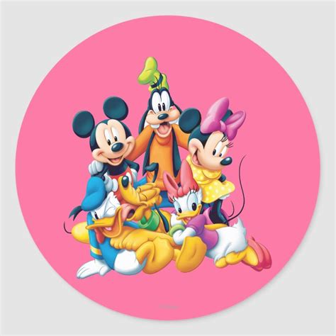Mickey And Friends Fab Five Classic Round Sticker Mickey