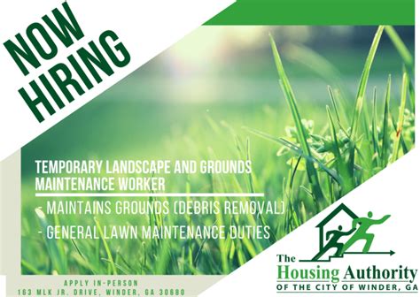 Now Hiring Temp Landscape And Grounds Maintenance Worker Winder