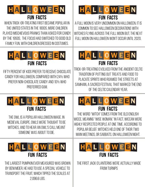 Printable Spooky Halloween Notes With Fun Facts For K