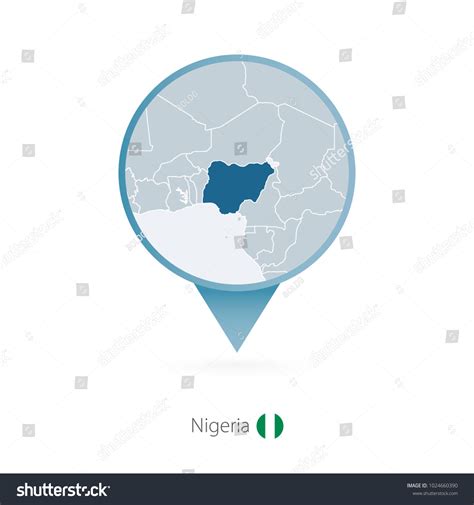 Map Pin Detailed Map Nigeria Neighboring Stock Vector Royalty Free
