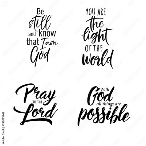Set Of Christian Lettering Quotes Vector Motivation Phrases Stock