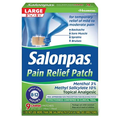 Salonpas Pain Relief Patch 12 Hour Mild To Moderate Pain Relief 9