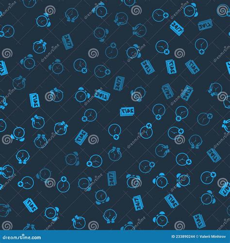 Set Alarm Clock, Clock Delete, 24 Hours and on Seamless Pattern. Vector