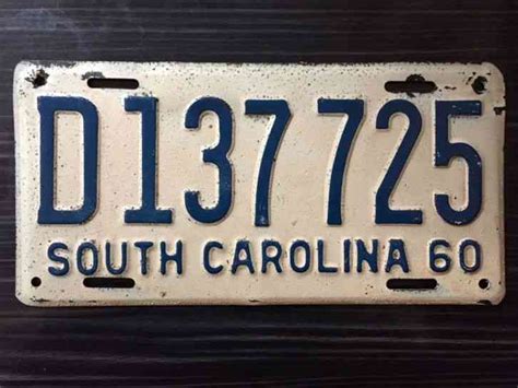 1960 South Carolina License Plate All Original Super