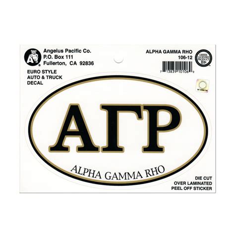 Alpha Gamma Rho Euro Decal Oval Sticker Greek Gear