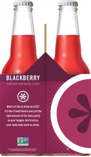 Izze Sparkling Blackberry Flavored Juice Drink 4 Bottles 12 Fl Oz