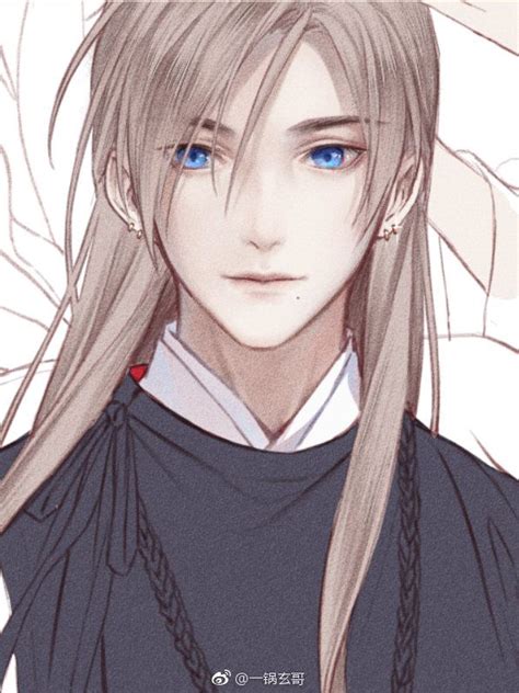 Some long male hairstyles can be drawn pretty much the same as female. Artist: 一锅玄哥 | Anime boy long hair, Anime guy long hair, Long hair drawing